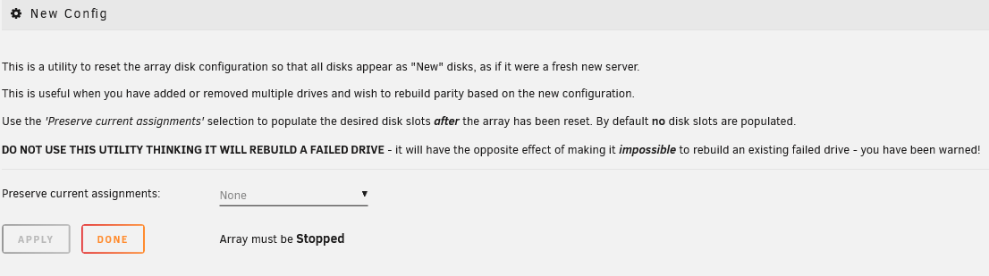 you can reset your disk configuration from the new config page