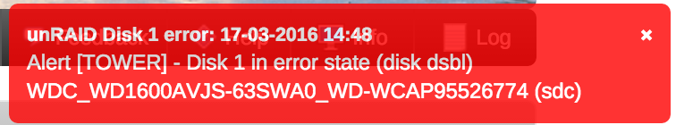 Alerta de notificación de fallo